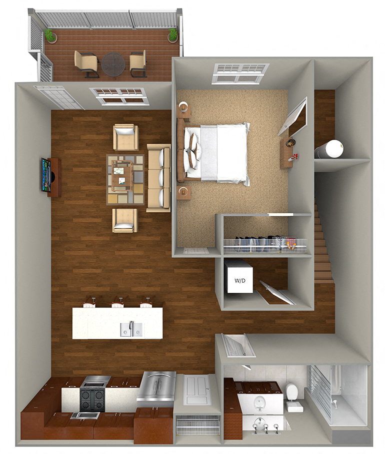 Floor plan for 1 bed, 1 bath, 850 sqft